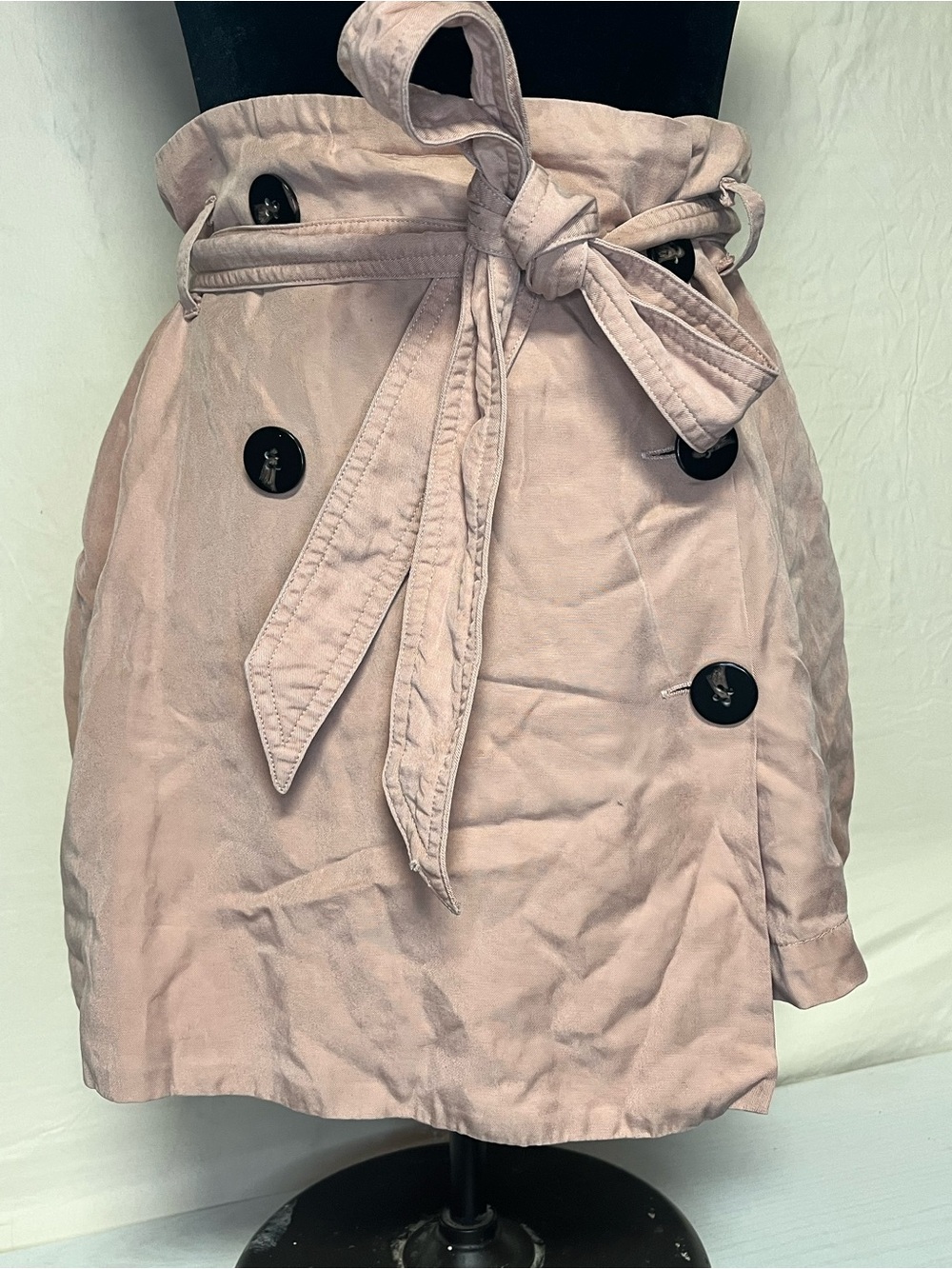 J.O.A. Blush Pink Double-Breasted Tie-Waist A-Line Skirt